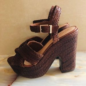 SCHUTZ woven leather platform sandals